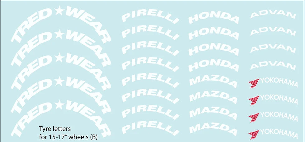 Tyre marking Decal set B 15"-17"