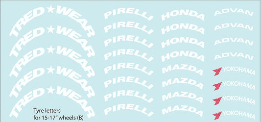 Tyre marking Decal set B 15"-17"