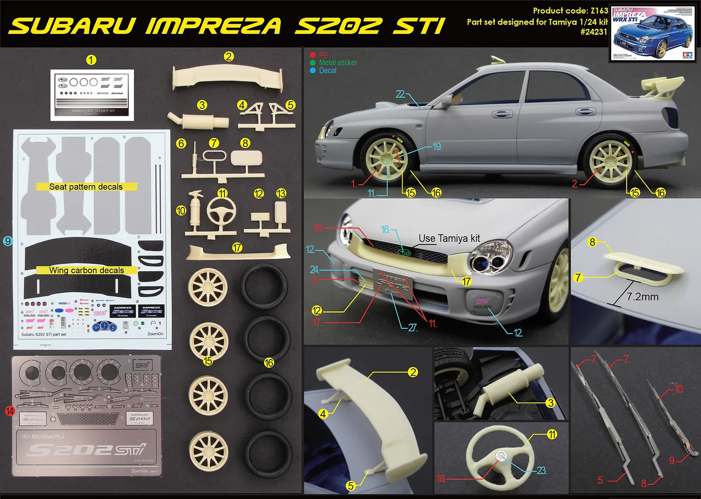 1/24 Subaru Impreza S202 STI Transkit