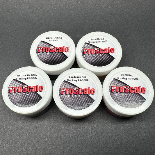 Flocking Set 1 - Black, Anthracite Grey, Sand Beige, Bordeaux Red and Chilli Red (5 x 25ml)