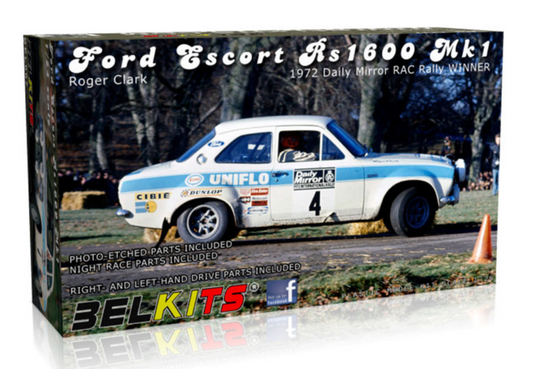 BEL007 - Belkits 1/24 Ford Escort RS1600 Mk1 Rally 1972 Roger Clark Model Kit