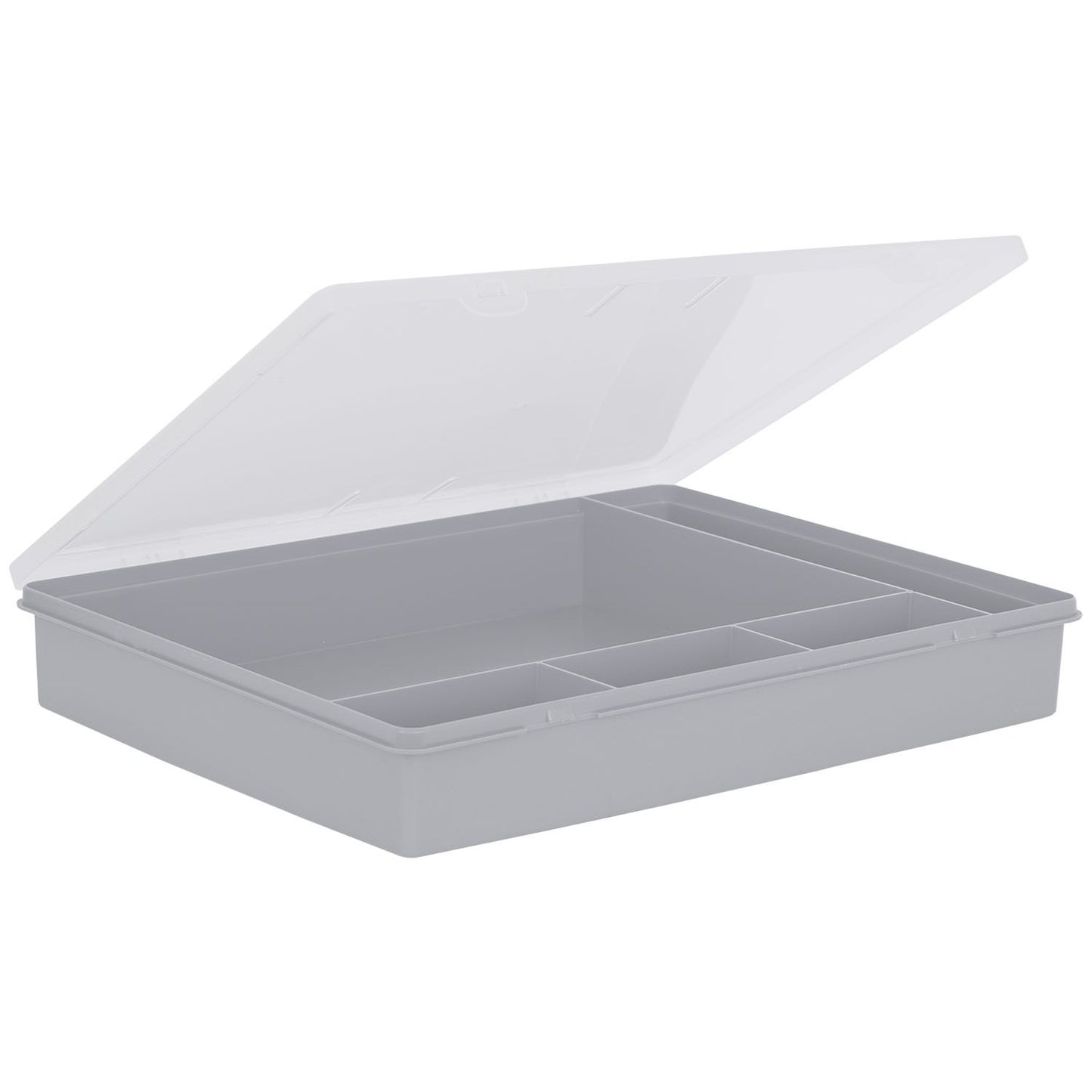 5 Division Plastic A4 Organiser Box, Grey/Clear PLEASE READ THE PRODUCT DESCRIPTION BELOW